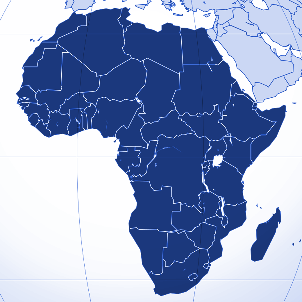 Africa region | Blue | Atrax Group | Atrax reference locations - Africa