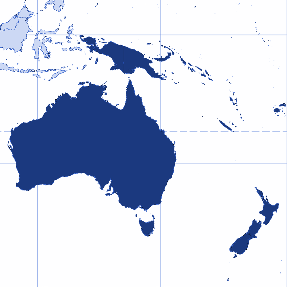 Australasia region | Blue | Atrax Group | Atrax reference locations - Australasia